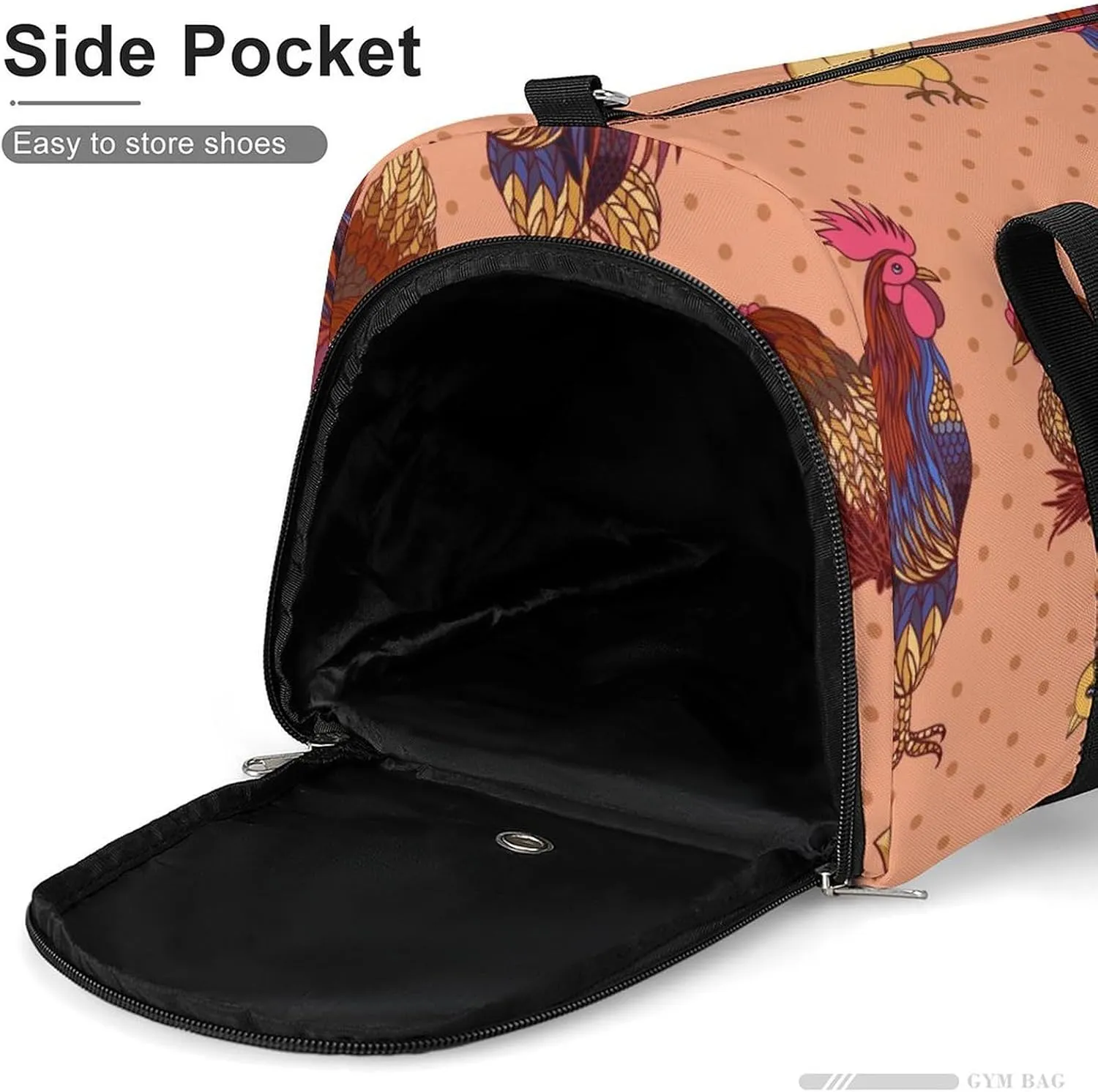 Sport Gym Duffel with Shoe Compartment Wet Pocket, Rooster-hens-chickens-pattern Shoulder Travel Bag for Women Men, style-2