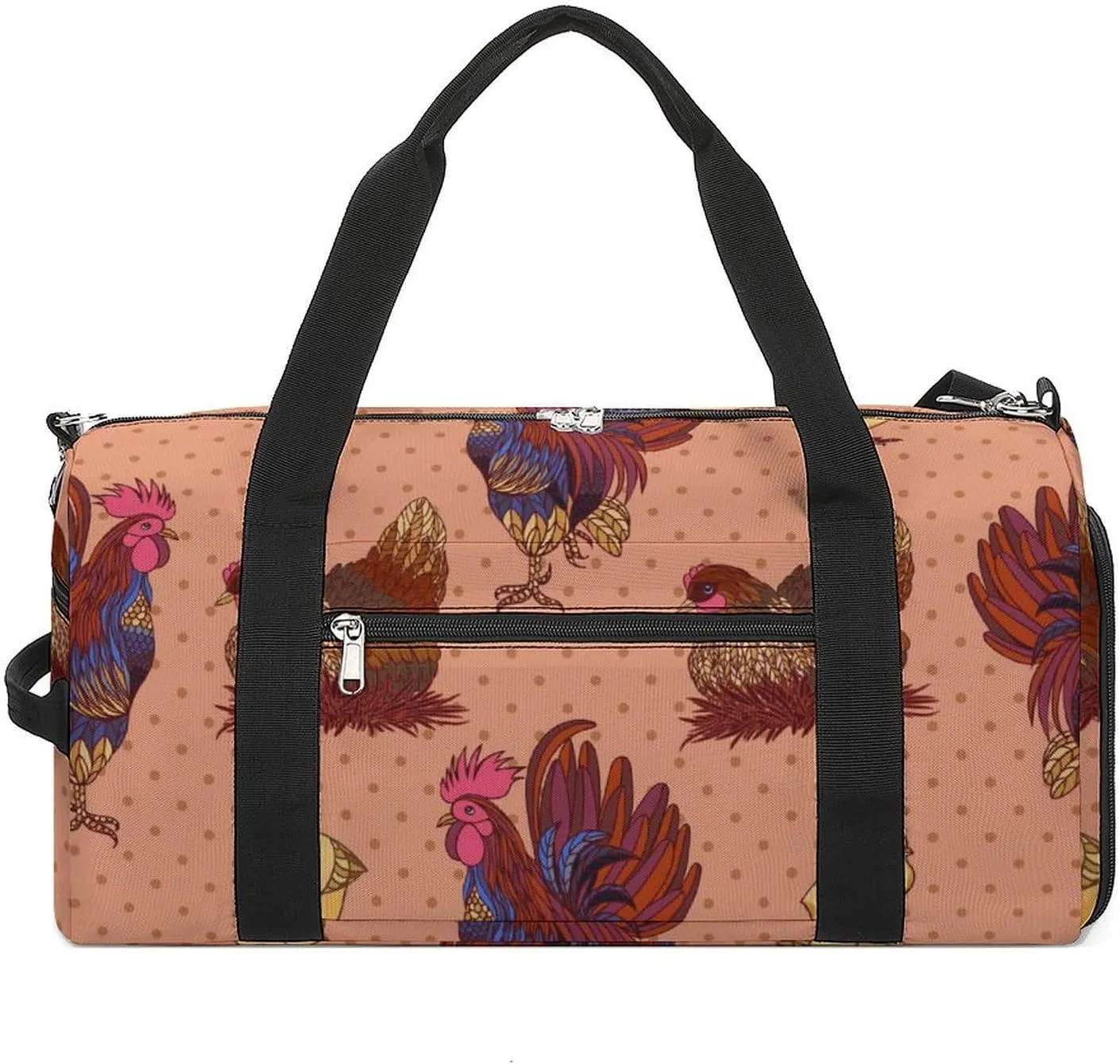 Sport Gym Duffel with Shoe Compartment Wet Pocket, Rooster-hens-chickens-pattern Shoulder Travel Bag for Women Men, style-2