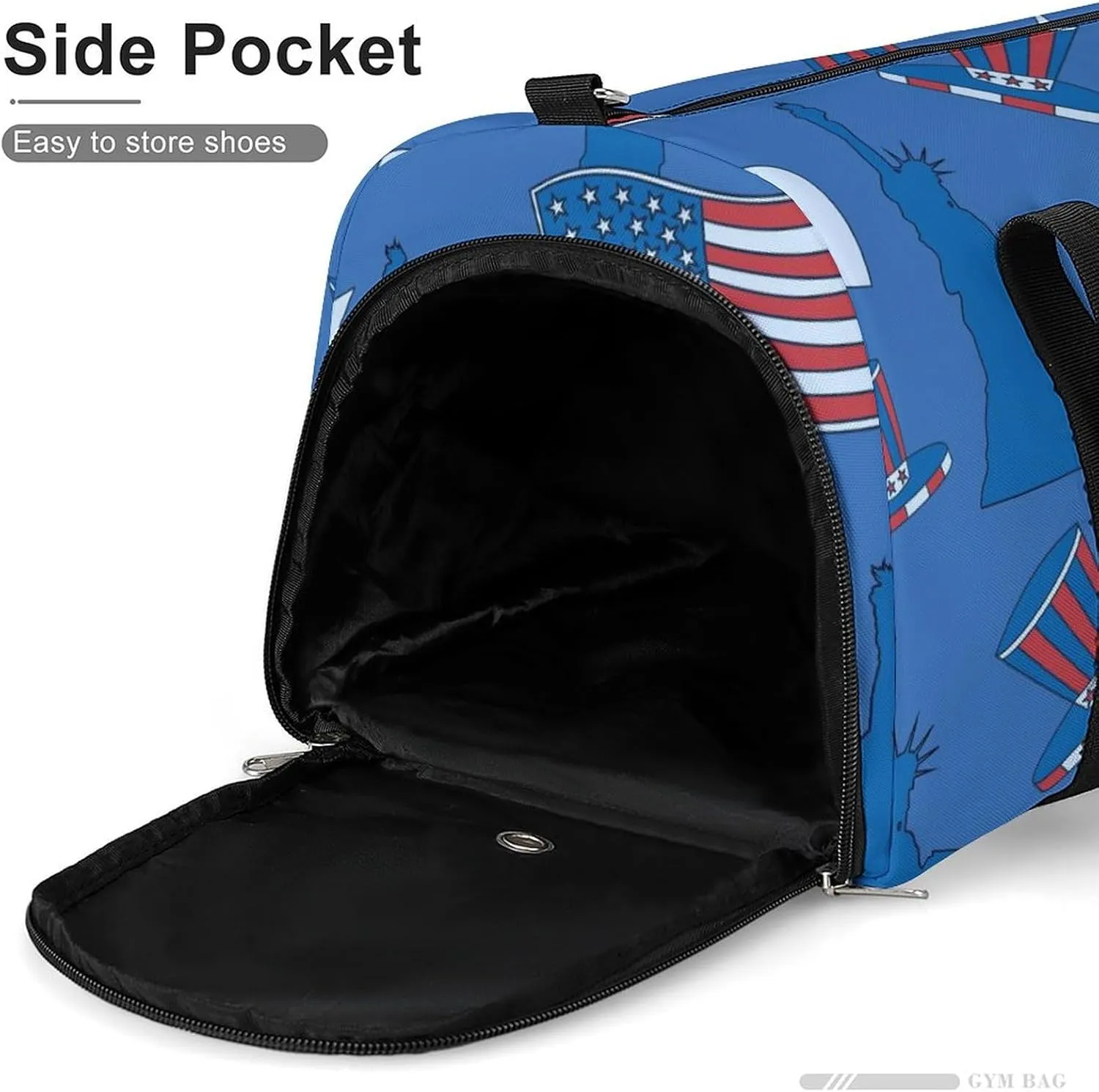 Sport Gym Duffel with Shoe Compartment Wet Pocket, Statue-liberty-american-flag-stars Shoulder Travel Bag for Women Men, style