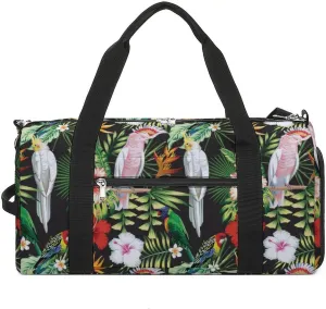 Sport Gym Duffel with Shoe Compartment Wet Pocket, Tropic-exotic-multicolor-birds Shoulder Travel Bag for Women Men, style-1