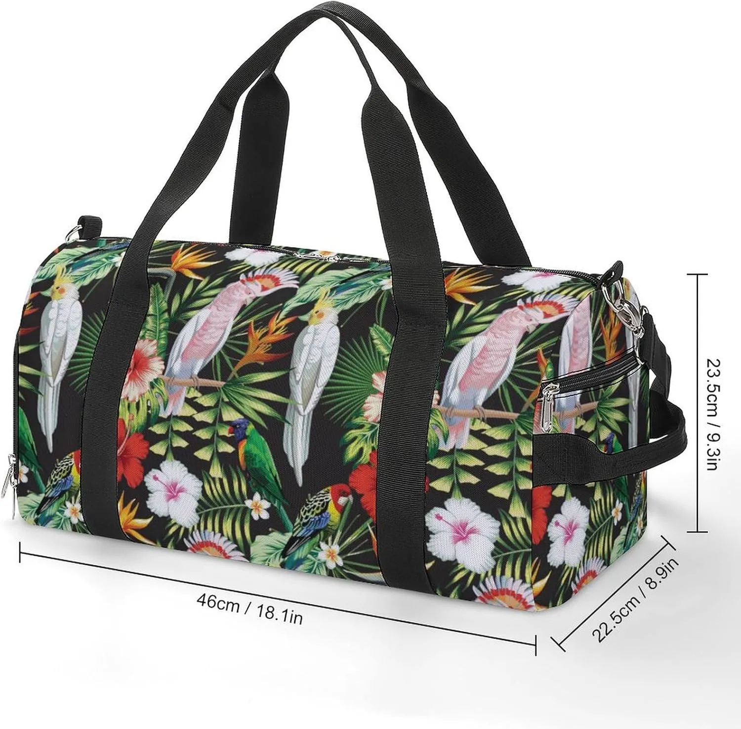 Sport Gym Duffel with Shoe Compartment Wet Pocket, Tropic-exotic-multicolor-birds Shoulder Travel Bag for Women Men, style-1