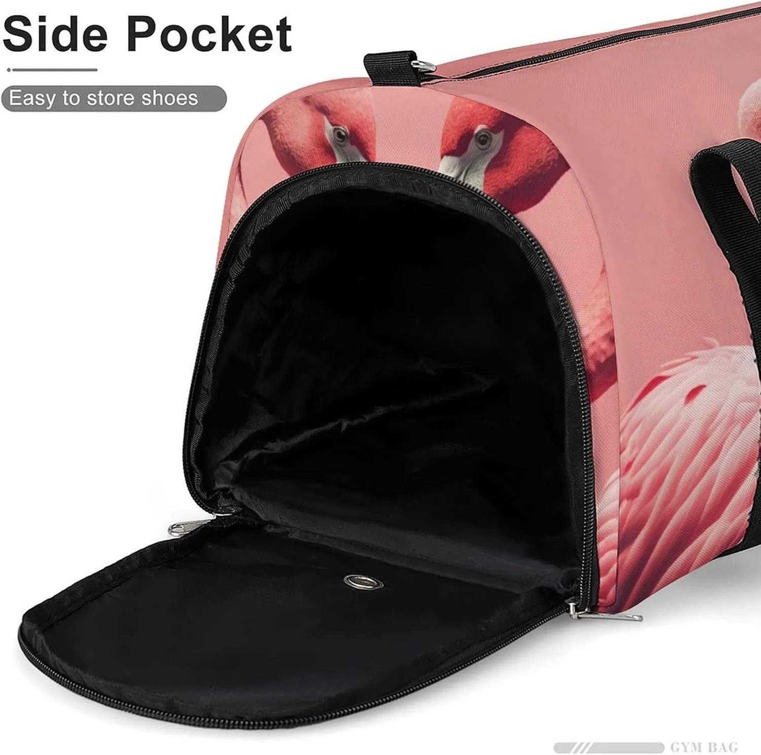 Sport Gym Duffel with Shoe Compartment Wet Pocket, Two-lovers-flamingos Shoulder Travel Bag for Women Men