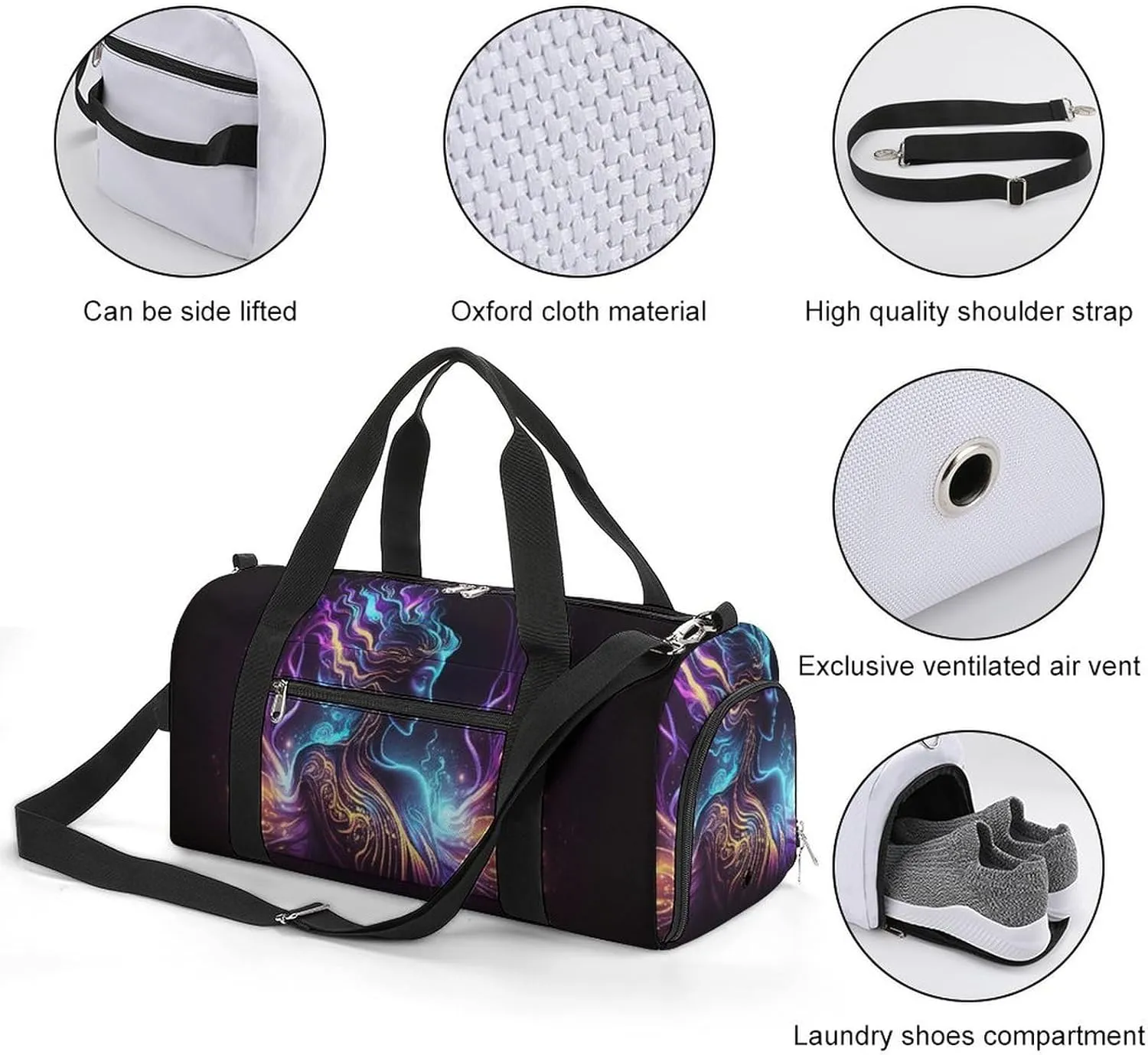Sport Gym Duffel with Shoe Compartment Wet Pocket, Virgo-zodiac-sign Shoulder Travel Bag for Women Men