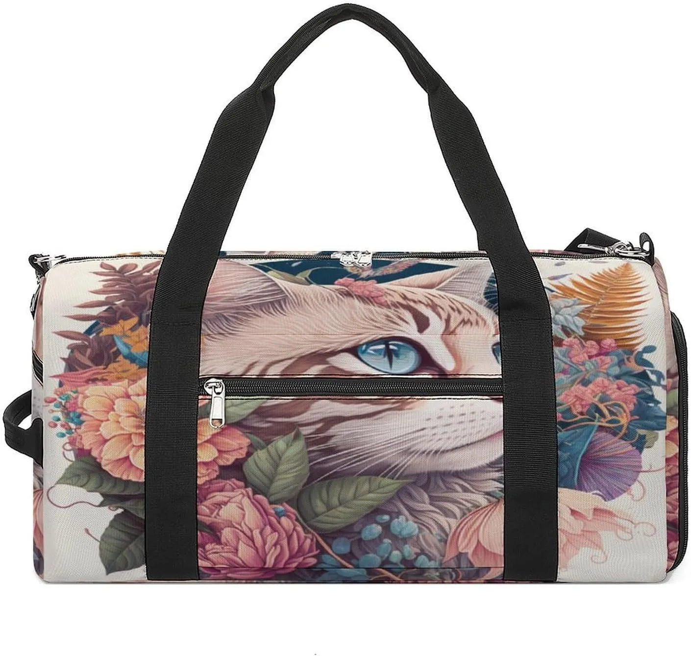 Sport Gym Duffel with Shoe Compartment Wet Pocket, Watercolor-cats-colorful Shoulder Travel Bag for Women Men
