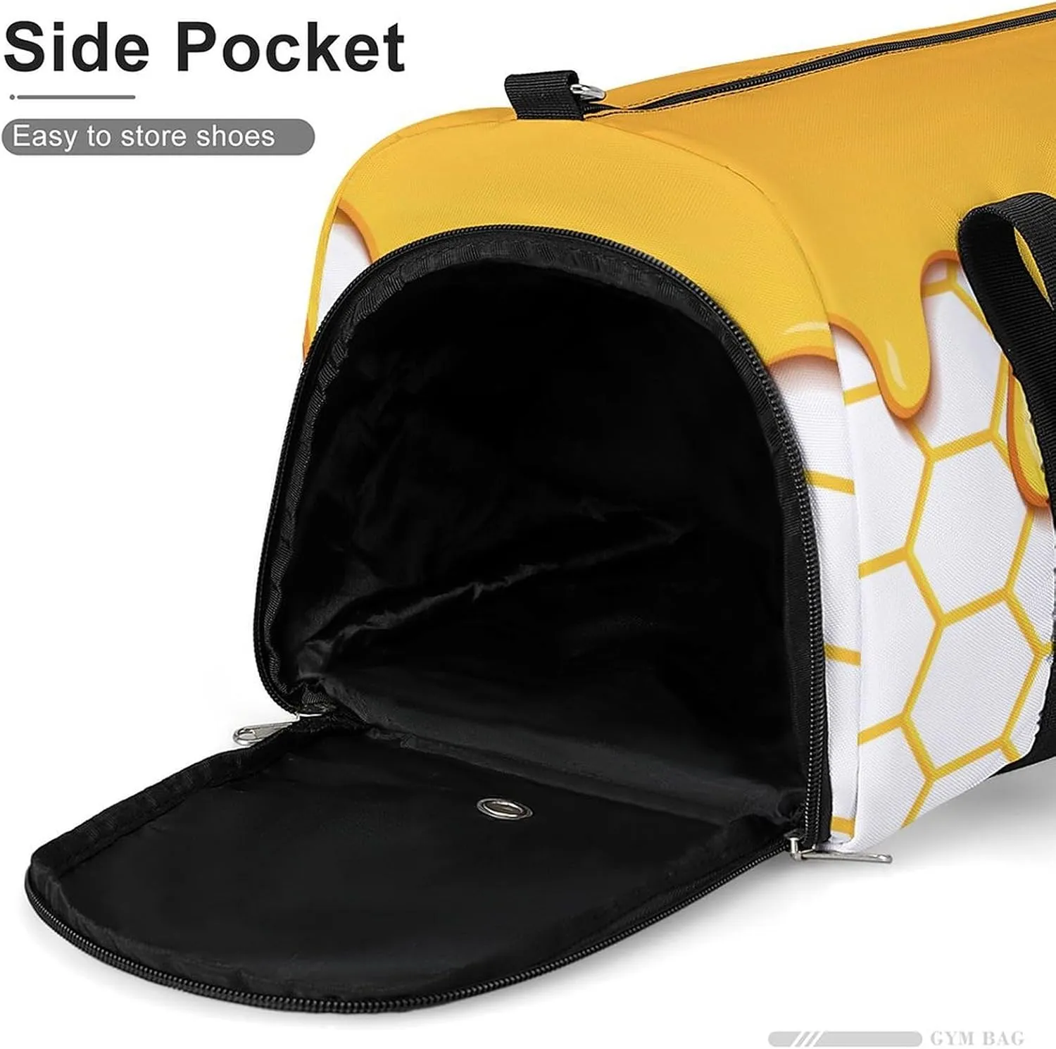 Sport Gym Duffel with Shoe Compartment Wet Pocket, Yellow-honeycomb-honey-drips Shoulder Travel Bag for Women Men