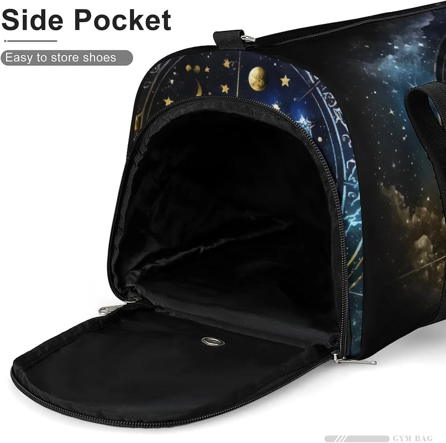 Sport Gym Duffel with Shoe Compartment Wet Pocket, Zodiac-symbols Shoulder Travel Bag for Women Men, style