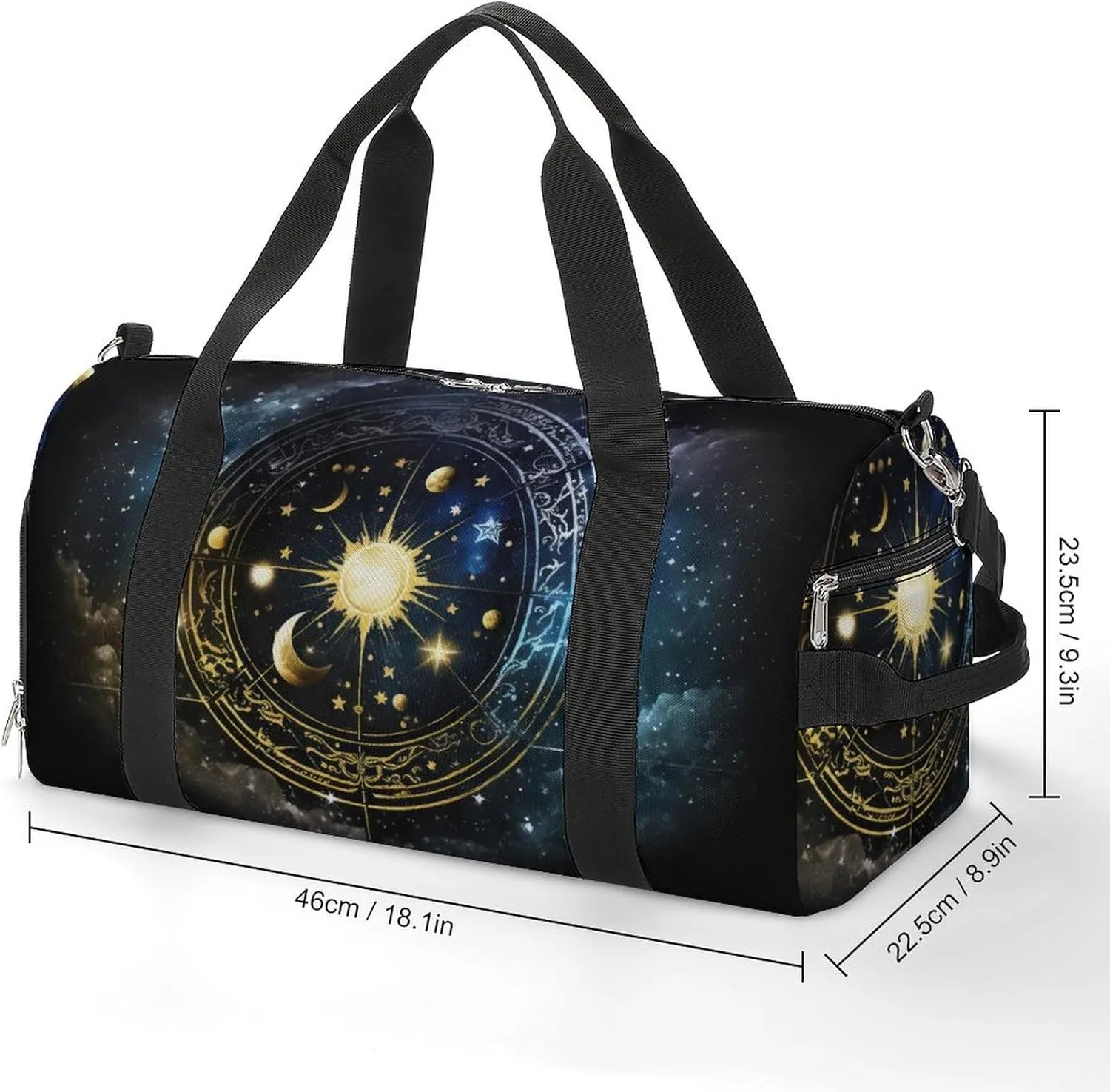 Sport Gym Duffel with Shoe Compartment Wet Pocket, Zodiac-symbols Shoulder Travel Bag for Women Men, style