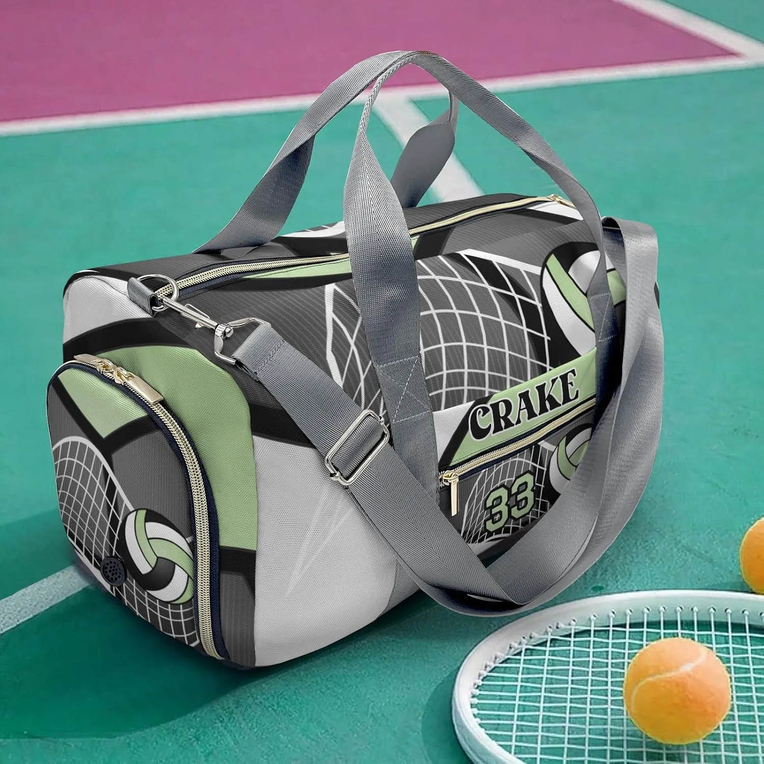 Sport Player Duffle Bag for Travel,Personalized Volleyball Team Mint Carry on Bag Travel Bags Overnight Weekend Gym Bag Carry On Luggage Bags