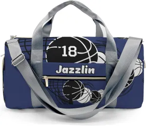 Sport Player Gym Bags Travel Duffle Bag,Basketball Navy Duffel Bag with Shoe Compartment,Personalized Workout Duffle Sports Bag for Travel