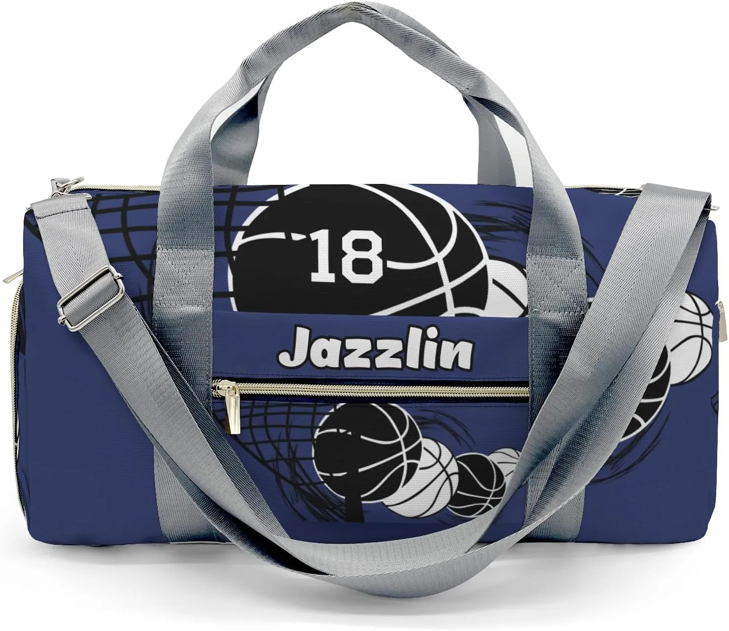 Sport Player Gym Bags Travel Duffle Bag,Basketball Navy Duffel Bag with Shoe Compartment,Personalized Workout Duffle Sports Bag for Travel