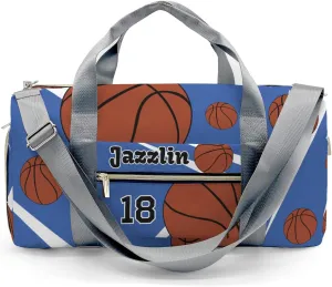 Sport Player Gym Bags Travel Duffle Bag,Sport Basketball Blue Weekender Duffel Bag with Shoe Compartment,Workout Duffle Sports Bag for Travel