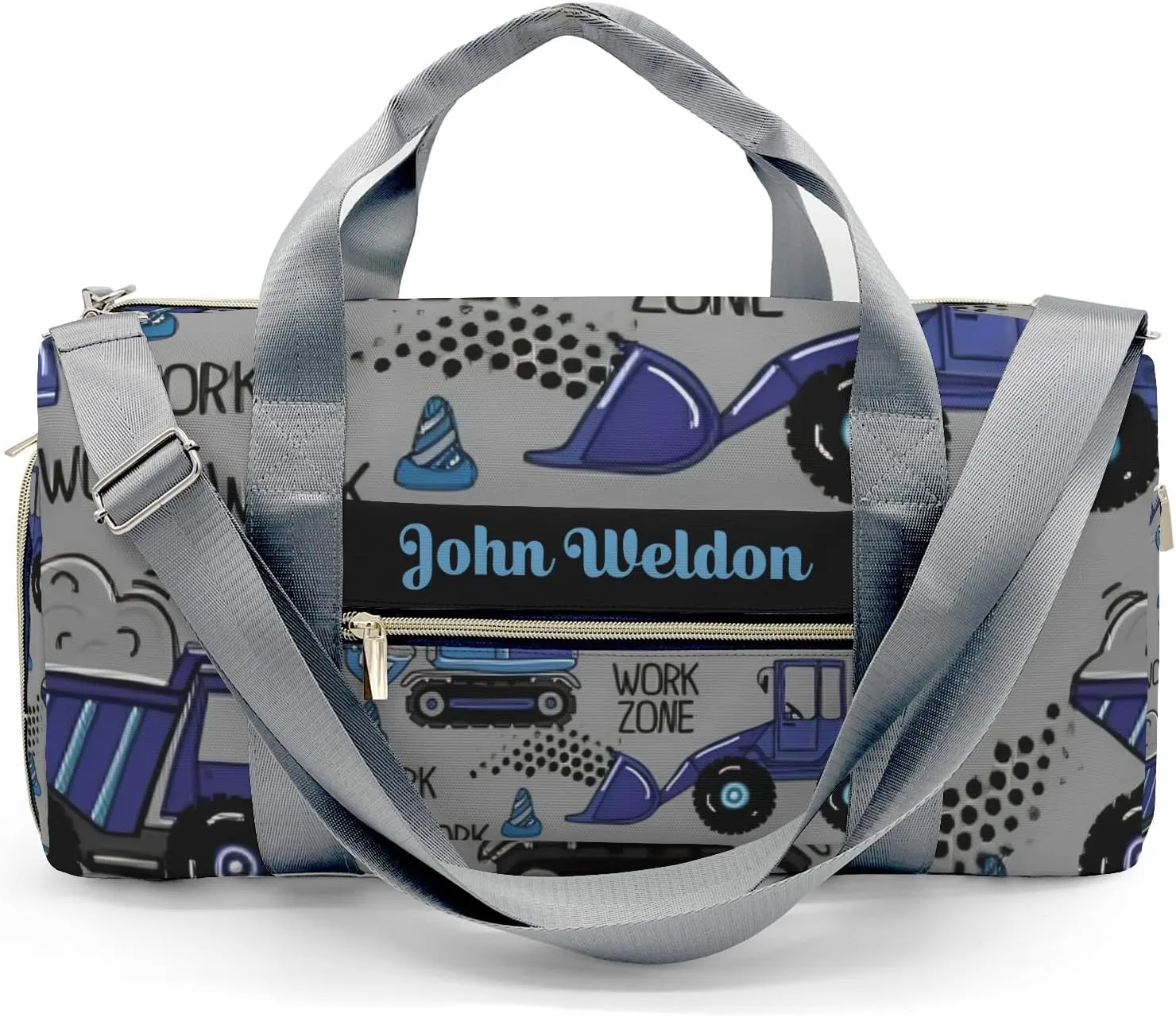 Sport Player Gym Bags Travel Duffle Bag,Work Worm Zone Trucks Weekender Duffel Bag with Shoe Compartment,Personalized Workout Duffle Sports Bag for Travel Yoga
