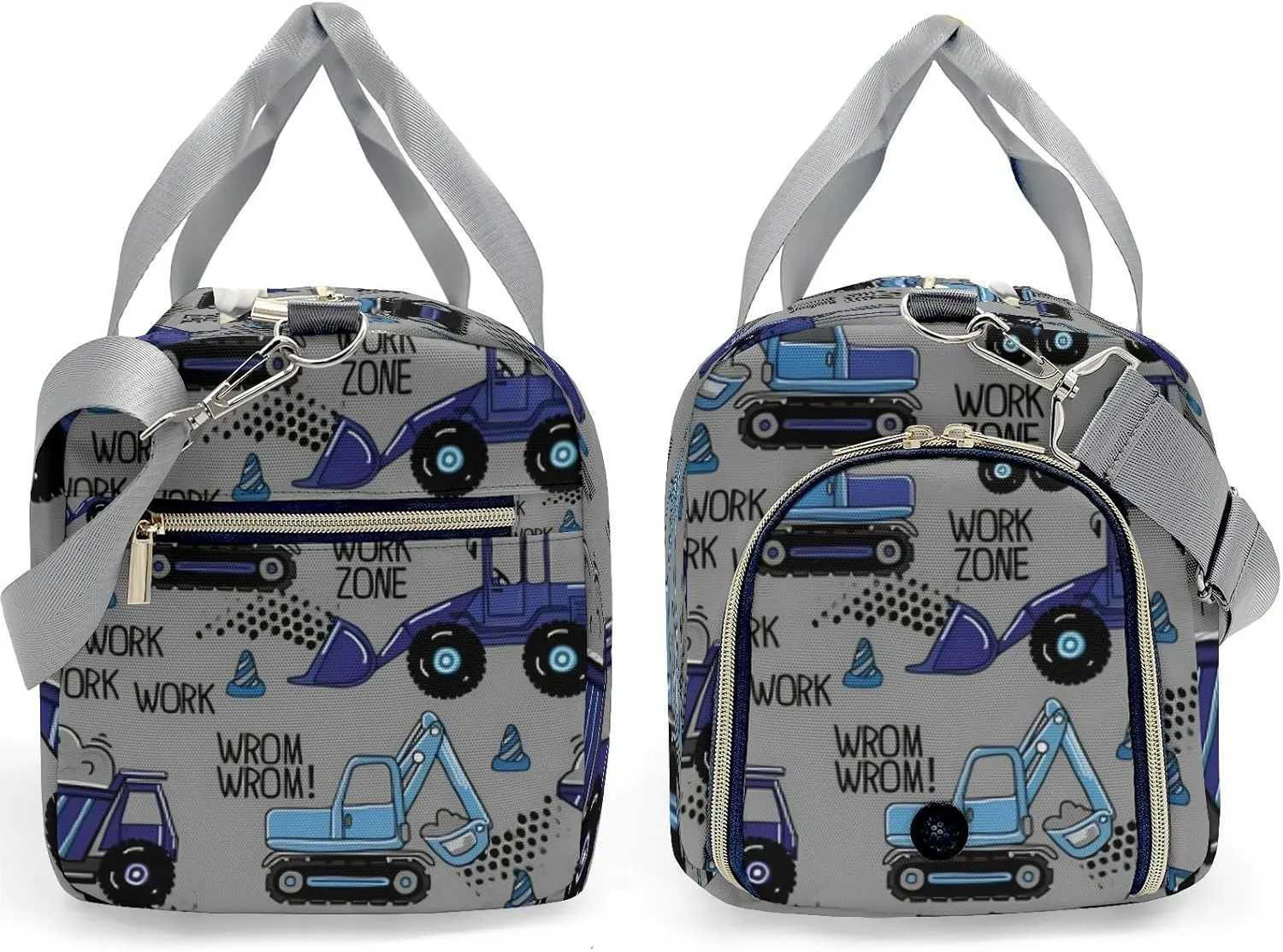 Sport Player Gym Bags Travel Duffle Bag,Work Worm Zone Trucks Weekender Duffel Bag with Shoe Compartment,Personalized Workout Duffle Sports Bag for Travel Yoga