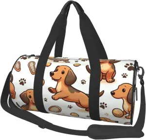Sports Duffel Bag Cheerful-Dachshund-Playground Foldable Travel Tote Bag Weekender Sleepover Carry On Bag