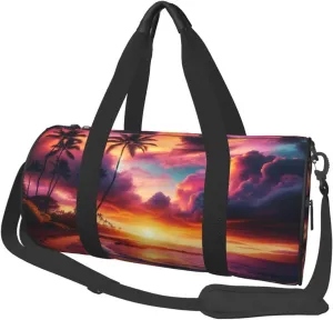 Sports Duffel Bag Hawaiian-Sunset-Wonder Foldable Travel Tote Bag Weekender Sleepover Carry On Bag