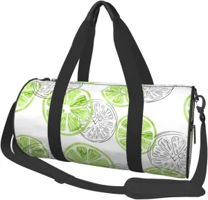 Sports Duffel Bag Lime-Watercolor-Doodle Foldable Travel Tote Bag Weekender Sleepover Carry On Bag