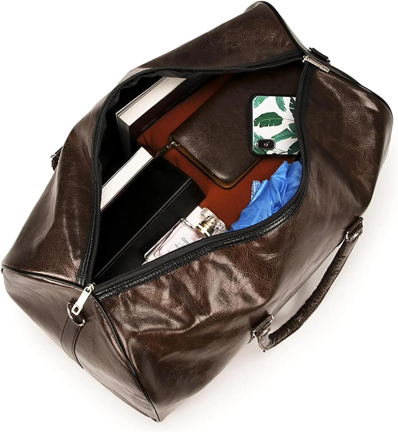Sports Duffel Bags Large Capacity Short-Distance Travel Bag Women Soft PU Leather Travel Bag Duffel Bag Casual Men Sports Fitness Handbag(Black)