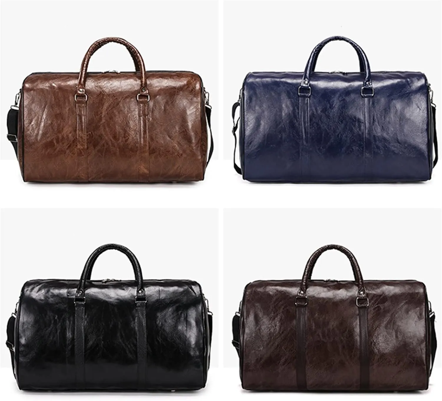 Sports Duffel Bags Large Capacity Short-Distance Travel Bag Women Soft PU Leather Travel Bag Duffel Bag Casual Men Sports Fitness Handbag(Black)