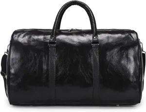 Sports Duffel Bags Large Capacity Short-Distance Travel Bag Women Soft PU Leather Travel Bag Duffel Bag Casual Men Sports Fitness Handbag(Black)