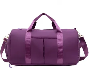 Sports Duffel Bags Sports Gym Bags Outdoor Waterproof Nylon Men Women Training Fitness Travel Handbag Yoga Mat Sport Bag with Shoes Compartment(Purple)