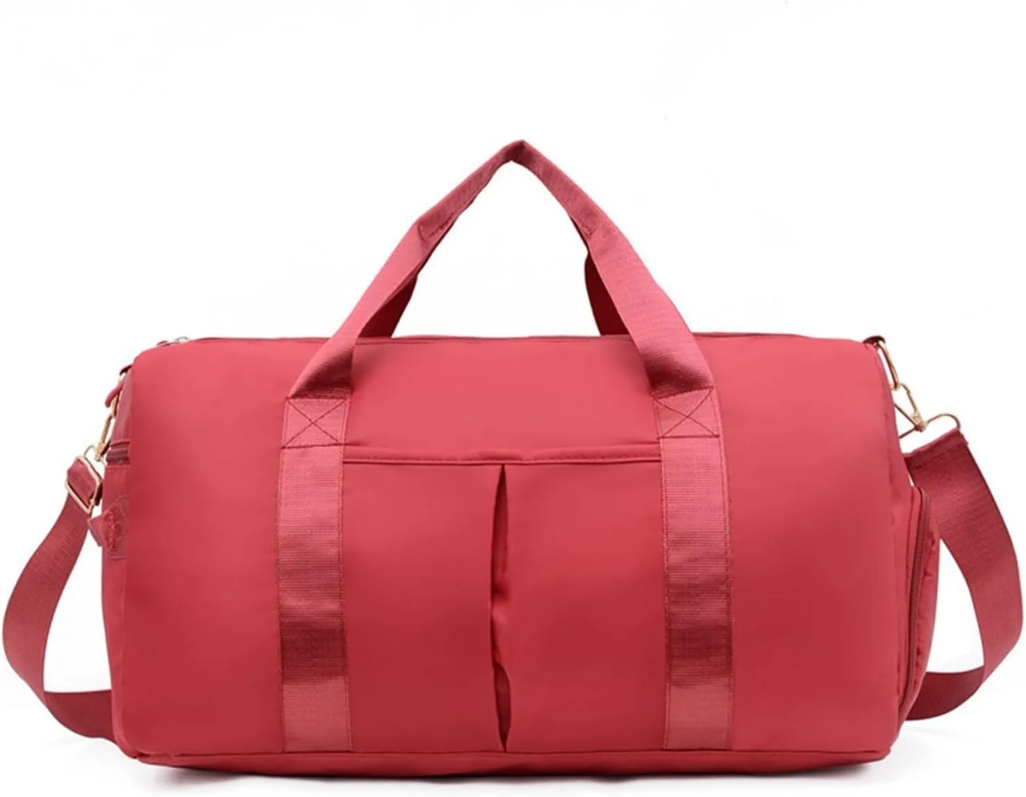 Sports Duffel Bags Sports Gym Bags Outdoor Waterproof Nylon Men Women Training Fitness Travel Handbag Yoga Mat Sport Bag with Shoes Compartment(Rojo)