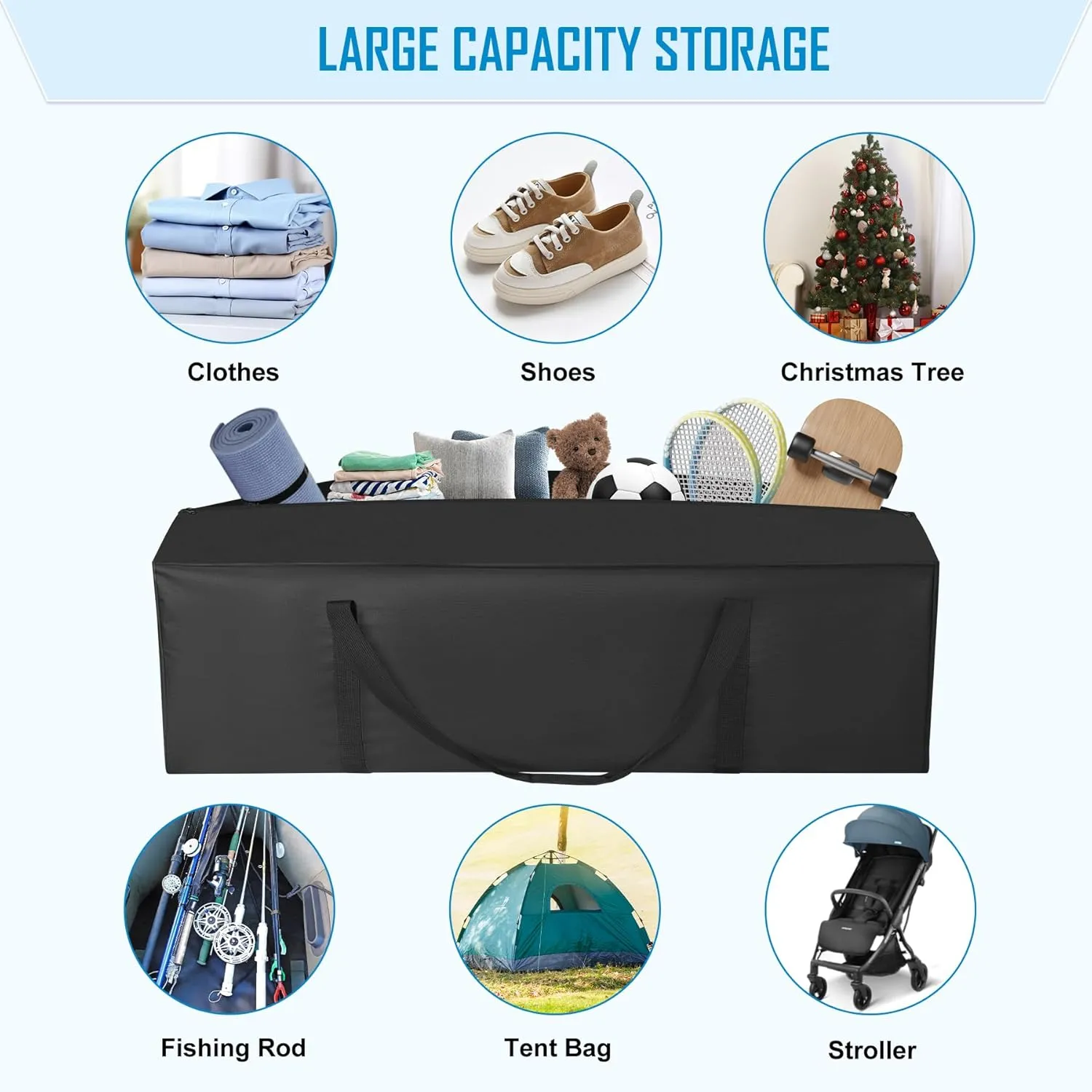 Sports Duffle Bag 52IN Extra Large Travel Duffel Luggage Bag with Upgrade 2-way Lockable Zippers, Durable & Water Resistant (52inch)
