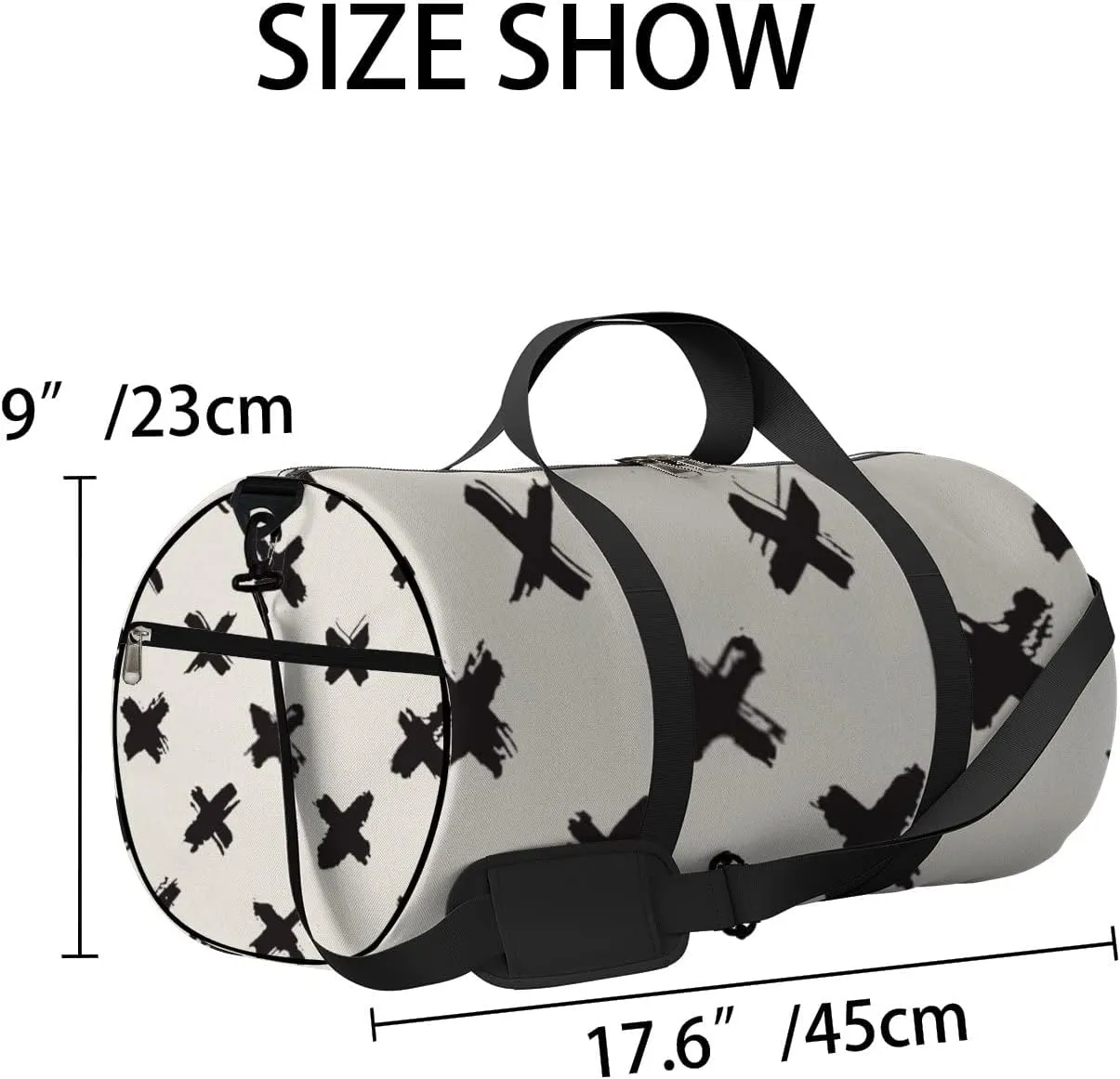 Sports Gym Bag for Women and Men Waterproof Abstract Brush Strokes Black Duffel Bag Lightweight Carryon Traveling Boarding Gripsack