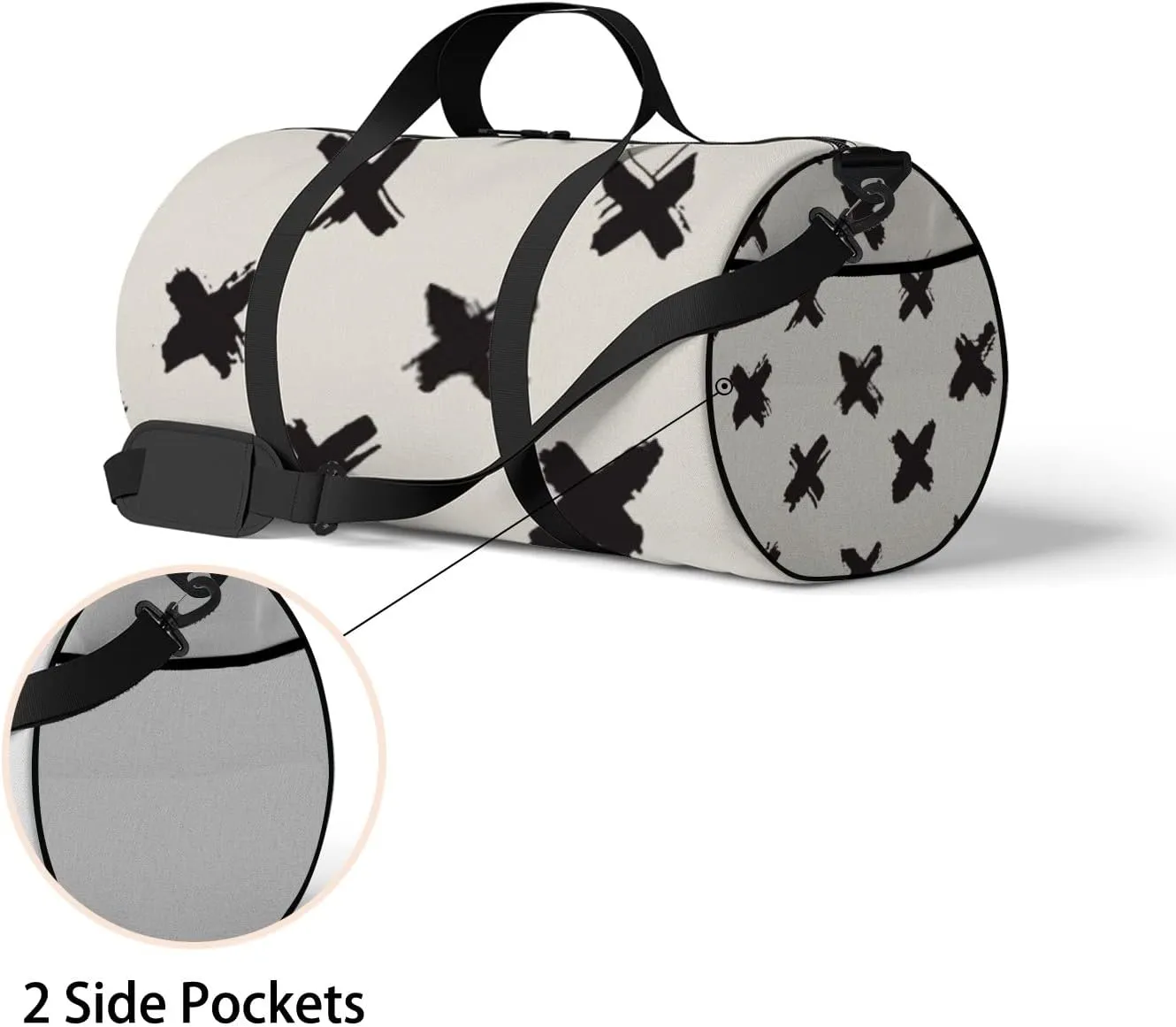 Sports Gym Bag for Women and Men Waterproof Abstract Brush Strokes Black Duffel Bag Lightweight Carryon Traveling Boarding Gripsack