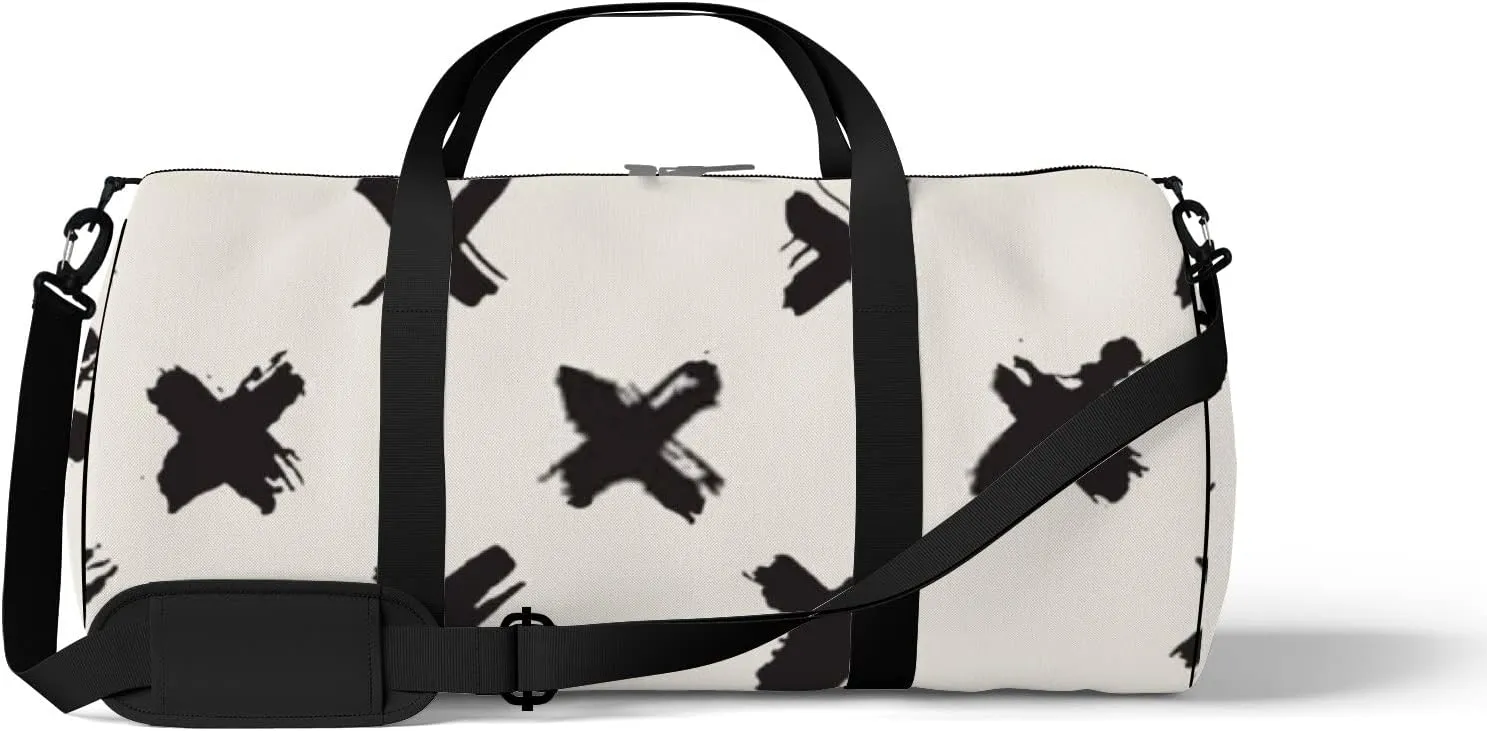Sports Gym Bag for Women and Men Waterproof Abstract Brush Strokes Black Duffel Bag Lightweight Carryon Traveling Boarding Gripsack