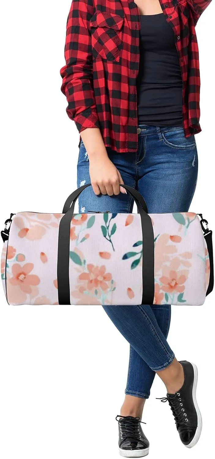 Sports Gym Bag for Women and Men Waterproof Abstract Floral Bright Colors Pink Duffel Bag Lightweight Carryon Traveling Boarding Gripsack