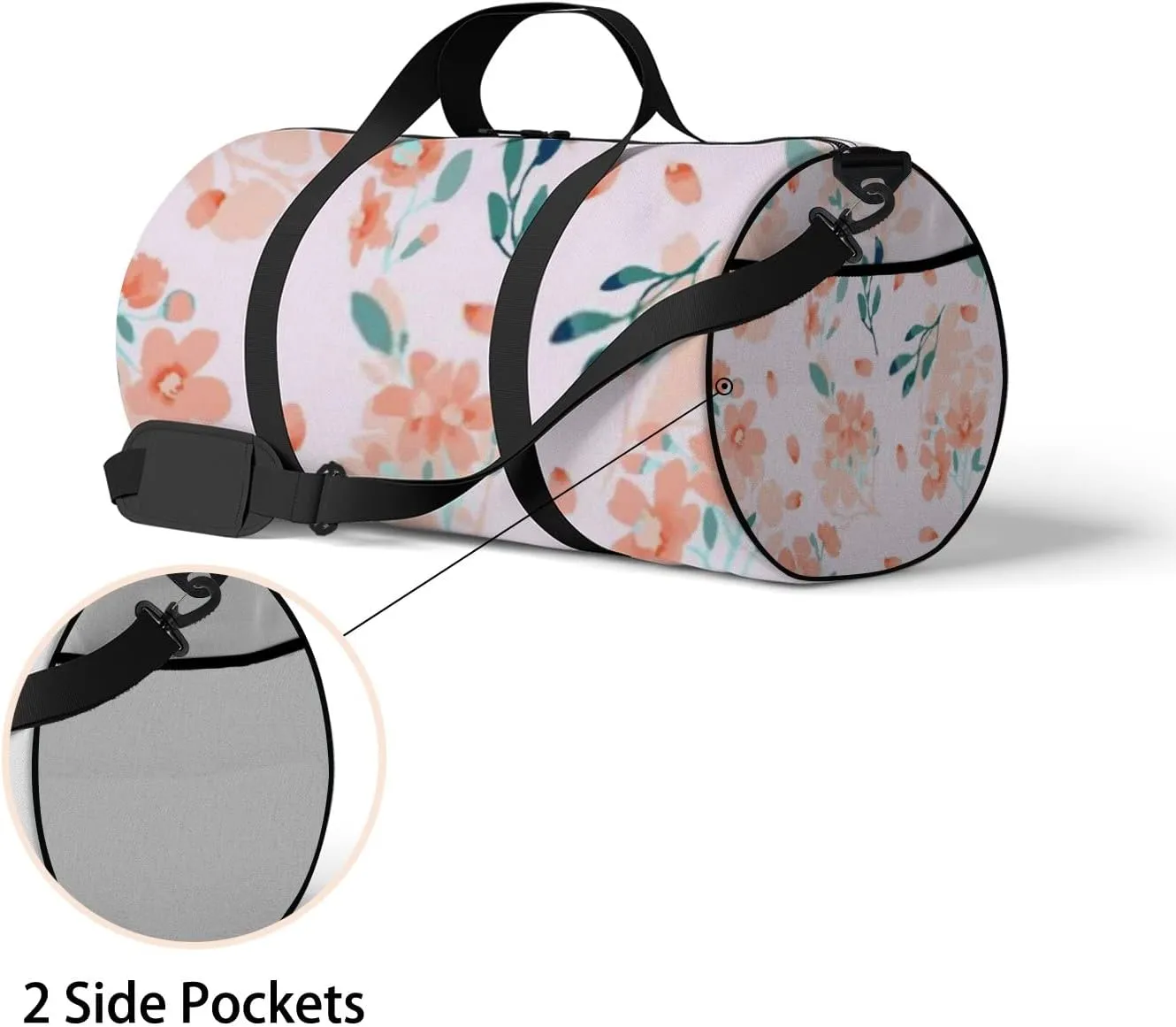 Sports Gym Bag for Women and Men Waterproof Abstract Floral Bright Colors Pink Duffel Bag Lightweight Carryon Traveling Boarding Gripsack