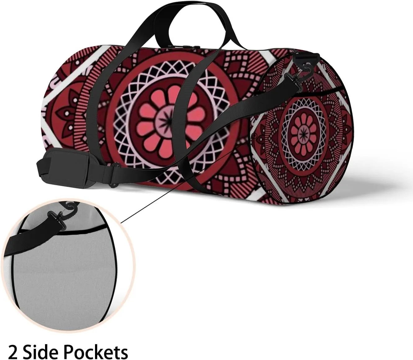 Sports Gym Bag for Women and Men Waterproof Abstract Round Colorful Red White Colors Duffel Bag Lightweight Carryon Traveling Boarding Gripsack