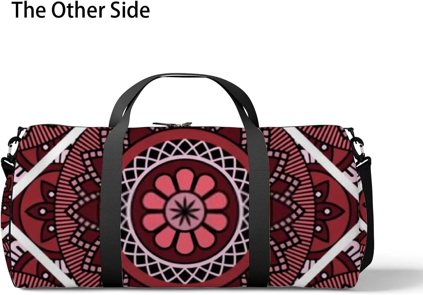 Sports Gym Bag for Women and Men Waterproof Abstract Round Colorful Red White Colors Duffel Bag Lightweight Carryon Traveling Boarding Gripsack