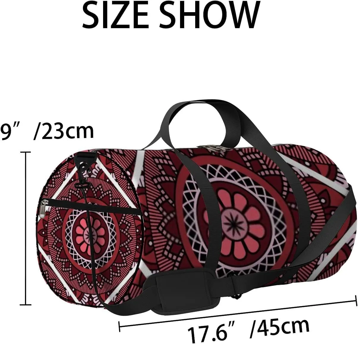 Sports Gym Bag for Women and Men Waterproof Abstract Round Colorful Red White Colors Duffel Bag Lightweight Carryon Traveling Boarding Gripsack