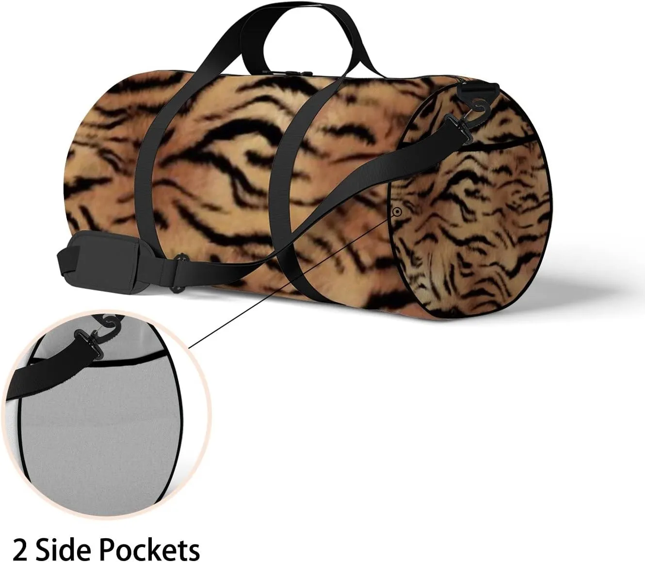 Sports Gym Bag for Women and Men Waterproof Abstract Tiger Skin Brown Duffel Bag Lightweight Carryon Traveling Boarding Gripsack