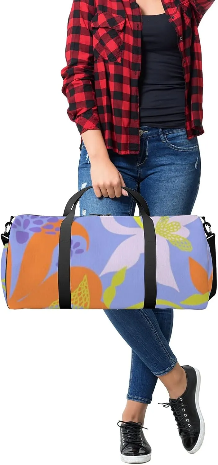 Sports Gym Bag for Women and Men Waterproof Abstract Tropical Floral Pattern Hand Drawn Duffel Bag Lightweight Carryon Traveling Boarding Gripsack
