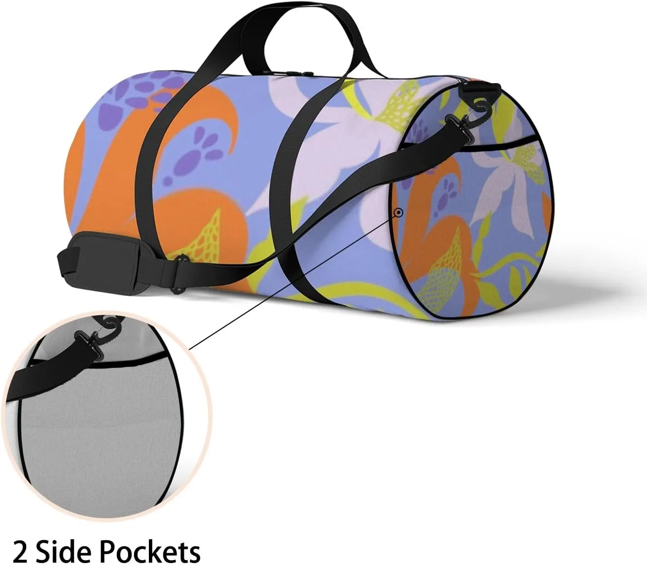Sports Gym Bag for Women and Men Waterproof Abstract Tropical Floral Pattern Hand Drawn Duffel Bag Lightweight Carryon Traveling Boarding Gripsack