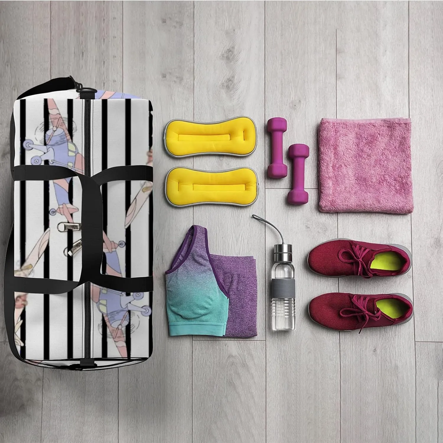Sports Gym Bag for Women and Men Waterproof Airplanes Hand Drawn Sky Duffel Bag Lightweight Carryon Traveling Boarding Gripsack