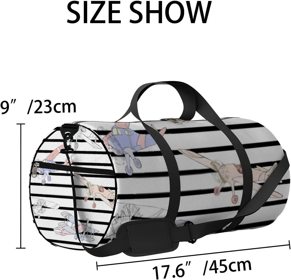Sports Gym Bag for Women and Men Waterproof Airplanes Hand Drawn Sky Duffel Bag Lightweight Carryon Traveling Boarding Gripsack