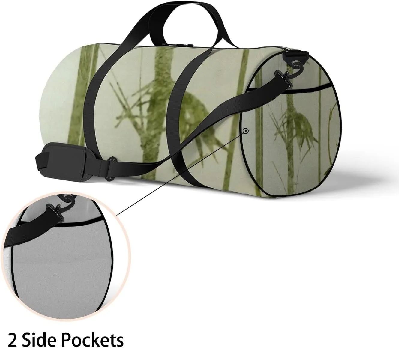 Sports Gym Bag for Women and Men Waterproof Bambo Green Duffel Bag Lightweight Carryon Traveling Boarding Gripsack