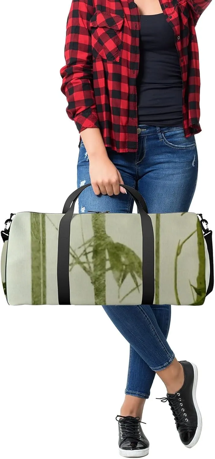 Sports Gym Bag for Women and Men Waterproof Bambo Green Duffel Bag Lightweight Carryon Traveling Boarding Gripsack