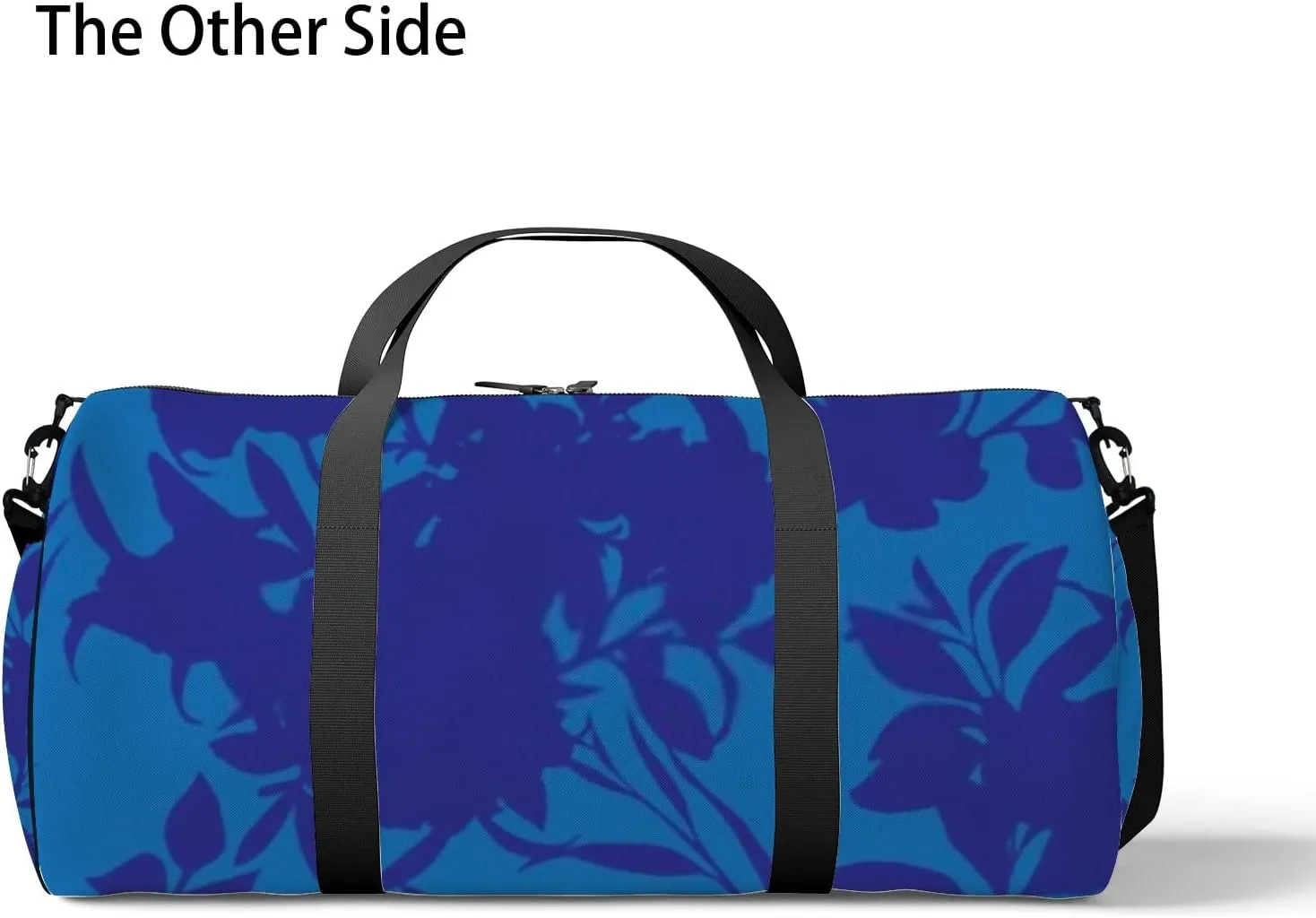 Sports Gym Bag for Women and Men Waterproof Blooming Flowers Silhouettes Vintage Style Dark Blue Duffel Bag Lightweight Carryon Traveling Boarding Gripsack