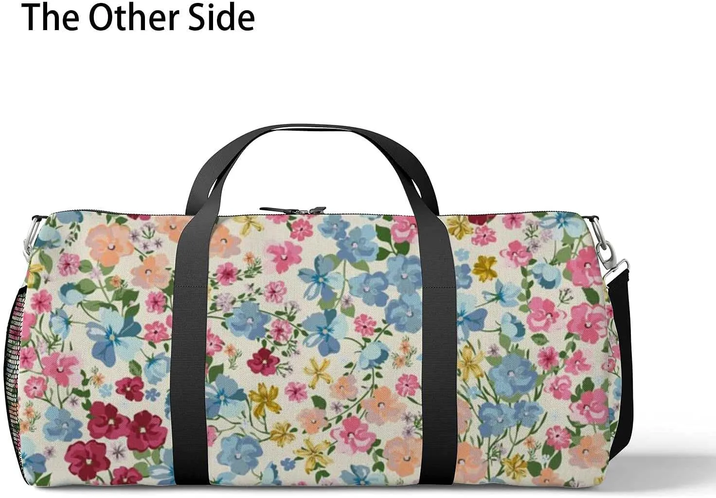 Sports Gym Bag for Women and Men Waterproof Blooming Midsummer Meadow Pattern Duffel Bag Lightweight Carryon Traveling Boarding Gripsack