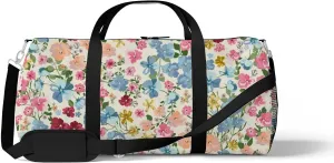 Sports Gym Bag for Women and Men Waterproof Blooming Midsummer Meadow Pattern Duffel Bag Lightweight Carryon Traveling Boarding Gripsack