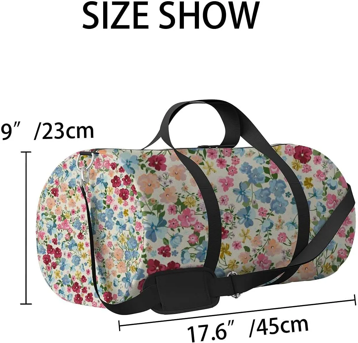 Sports Gym Bag for Women and Men Waterproof Blooming Midsummer Meadow Pattern Duffel Bag Lightweight Carryon Traveling Boarding Gripsack