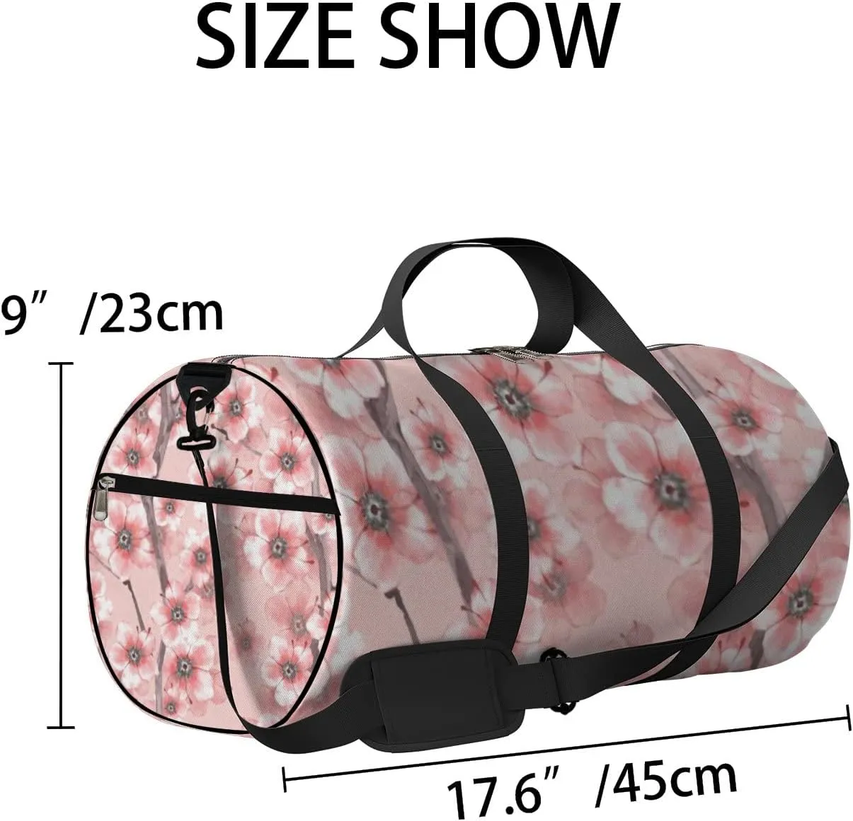 Sports Gym Bag for Women and Men Waterproof Blossom Watercolor Floral Pink Duffel Bag Lightweight Carryon Traveling Boarding Gripsack