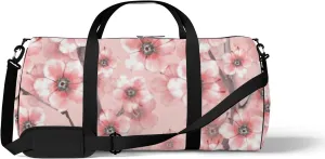 Sports Gym Bag for Women and Men Waterproof Blossom Watercolor Floral Pink Duffel Bag Lightweight Carryon Traveling Boarding Gripsack