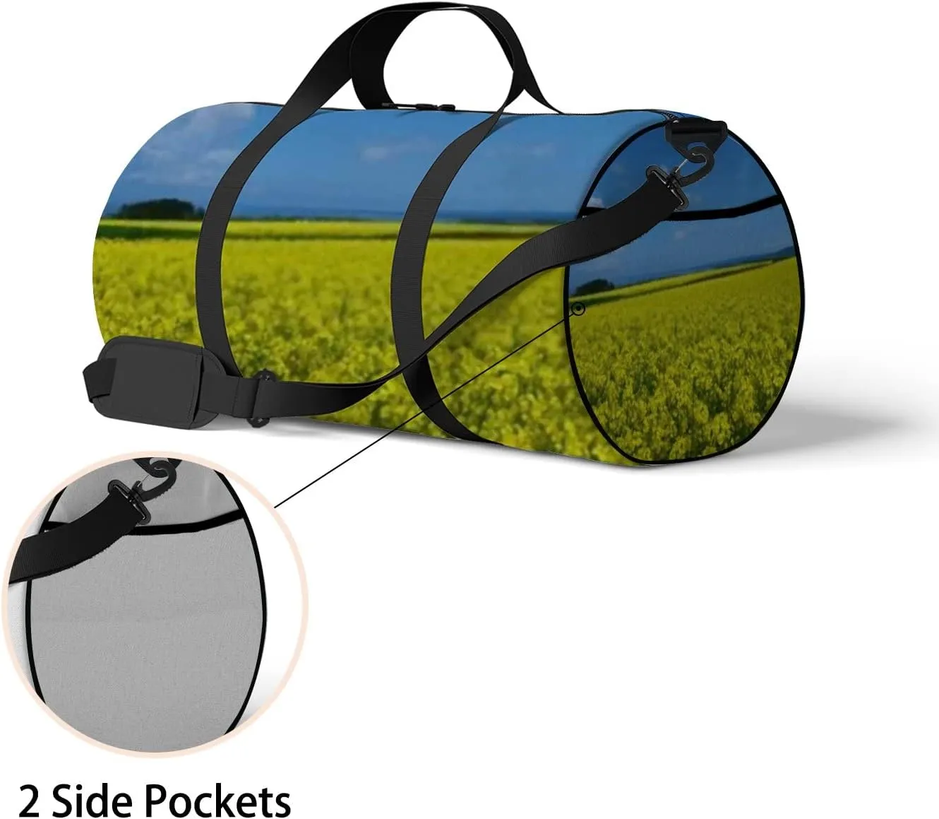 Sports Gym Bag for Women and Men Waterproof Blossoms Field Duffel Bag Lightweight Carryon Traveling Boarding Gripsack