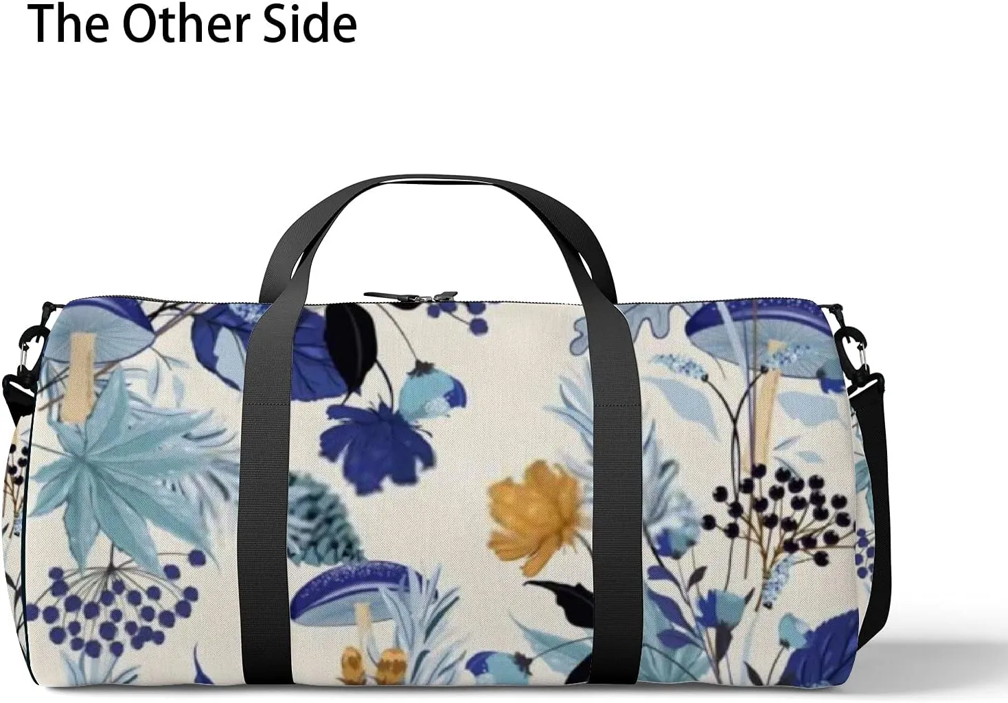 Sports Gym Bag for Women and Men Waterproof Blue Autumn Flower Duffel Bag Lightweight Carryon Traveling Boarding Gripsack