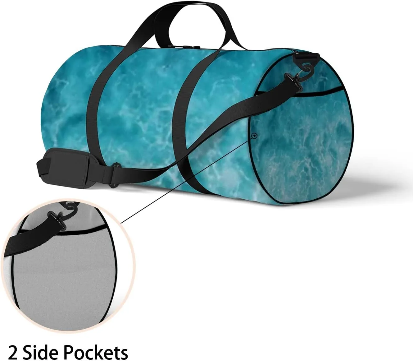 Sports Gym Bag for Women and Men Waterproof Blue Ocean Waves Duffel Bag Lightweight Carryon Traveling Boarding Gripsack